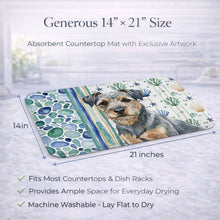 Load image into Gallery viewer, Blue and Tan Border Terrier Coastal Sea Glass Dish Drying Mat