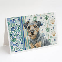 Load image into Gallery viewer, Blue and Tan Border Terrier Coastal Sea Glass Greeting Cards Pack of 8