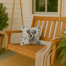 Load image into Gallery viewer, Blue and Tan Border Terrier Coastal Sea Glass Throw Pillow