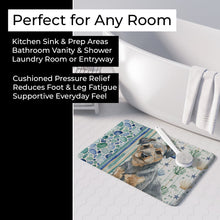 Load image into Gallery viewer, Blue and Tan Border Terrier Coastal Sea Glass Memory Foam Kitchen Mat