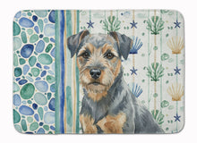 Load image into Gallery viewer, Blue and Tan Border Terrier Coastal Sea Glass Memory Foam Kitchen Mat