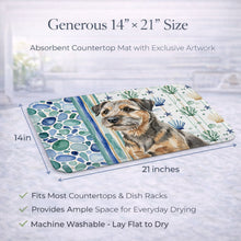 Load image into Gallery viewer, Grizzle and Tan Border Terrier Coastal Sea Glass Dish Drying Mat