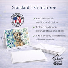 Load image into Gallery viewer, Grizzle and Tan Border Terrier Coastal Sea Glass Greeting Cards Pack of 8
