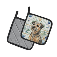 Load image into Gallery viewer, Grizzle and Tan Border Terrier Coastal Sea Glass Pair of Pot Holders