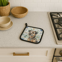 Load image into Gallery viewer, Grizzle and Tan Border Terrier Coastal Sea Glass Pair of Pot Holders