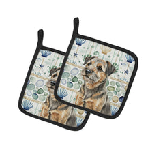 Load image into Gallery viewer, Grizzle and Tan Border Terrier Coastal Sea Glass Pair of Pot Holders