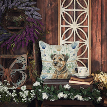 Load image into Gallery viewer, Grizzle and Tan Border Terrier Coastal Sea Glass Throw Pillow