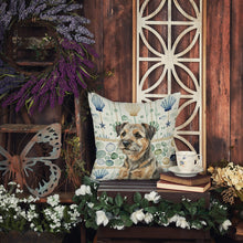 Load image into Gallery viewer, Grizzle and Tan Border Terrier Coastal Sea Glass Throw Pillow