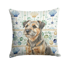 Load image into Gallery viewer, Grizzle and Tan Border Terrier Coastal Sea Glass Throw Pillow