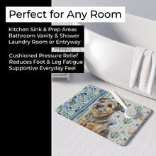 Load image into Gallery viewer, Grizzle and Tan Border Terrier Coastal Sea Glass Memory Foam Kitchen Mat