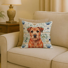 Load image into Gallery viewer, Red Border Terrier Coastal Sea Glass Throw Pillow