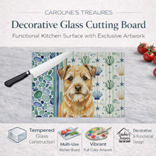 Load image into Gallery viewer, Wheaten Border Terrier Coastal Sea Glass Glass Cutting Board