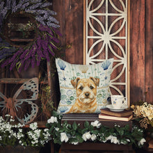 Load image into Gallery viewer, Wheaten Border Terrier Coastal Sea Glass Throw Pillow