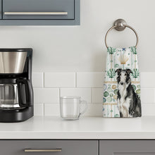 Load image into Gallery viewer, Black and White Borzoi Coastal Sea Glass Kitchen Towel