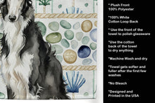 Load image into Gallery viewer, Black and White Borzoi Coastal Sea Glass Kitchen Towel