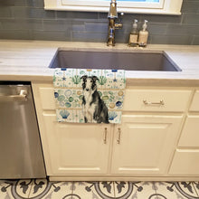 Load image into Gallery viewer, Black and White Borzoi Coastal Sea Glass Kitchen Towel