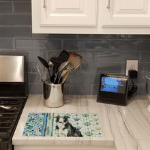 Load image into Gallery viewer, Black and White Borzoi Coastal Sea Glass Glass Cutting Board