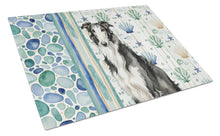 Load image into Gallery viewer, Black and White Borzoi Coastal Sea Glass Glass Cutting Board