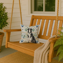 Load image into Gallery viewer, Black and White Borzoi Coastal Sea Glass Throw Pillow