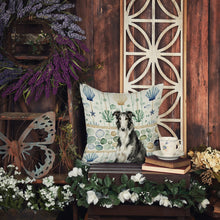 Load image into Gallery viewer, Black and White Borzoi Coastal Sea Glass Throw Pillow