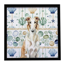 Load image into Gallery viewer, Borzoi Coastal Sea Glass Framed Metal Print