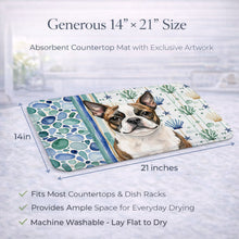 Load image into Gallery viewer, Brindle Boston Terrier Coastal Sea Glass Dish Drying Mat