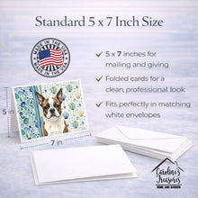 Load image into Gallery viewer, Brindle Boston Terrier Coastal Sea Glass Greeting Cards Pack of 8