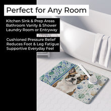 Load image into Gallery viewer, Brindle Boston Terrier Coastal Sea Glass Memory Foam Kitchen Mat
