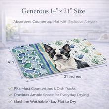 Load image into Gallery viewer, Boston Terrier Coastal Sea Glass Dish Drying Mat