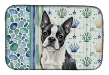 Load image into Gallery viewer, Boston Terrier Coastal Sea Glass Dish Drying Mat