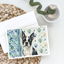Load image into Gallery viewer, Boston Terrier Coastal Sea Glass Greeting Cards Pack of 8