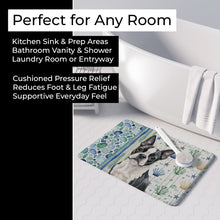 Load image into Gallery viewer, Boston Terrier Coastal Sea Glass Memory Foam Kitchen Mat