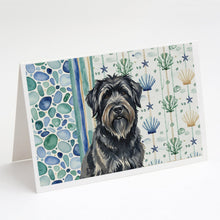 Load image into Gallery viewer, Bouvier des Flandres Coastal Sea Glass Greeting Cards Pack of 8