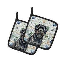 Load image into Gallery viewer, Bouvier des Flandres Coastal Sea Glass Pair of Pot Holders