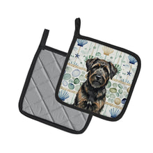 Load image into Gallery viewer, Brindle Bouvier des Flandres Coastal Sea Glass Pair of Pot Holders