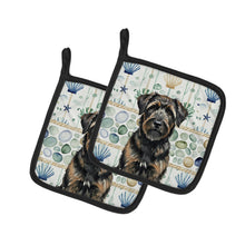 Load image into Gallery viewer, Brindle Bouvier des Flandres Coastal Sea Glass Pair of Pot Holders