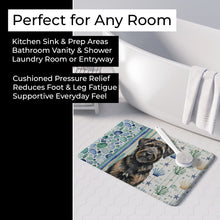 Load image into Gallery viewer, Brindle Bouvier des Flandres Coastal Sea Glass Memory Foam Kitchen Mat