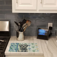Load image into Gallery viewer, Gray Bouvier des Flandres Coastal Sea Glass Glass Cutting Board