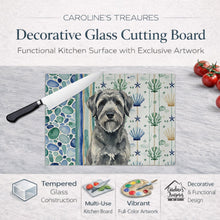 Load image into Gallery viewer, Gray Bouvier des Flandres Coastal Sea Glass Glass Cutting Board
