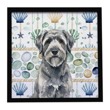 Load image into Gallery viewer, Gray Bouvier des Flandres Coastal Sea Glass Framed Metal Print