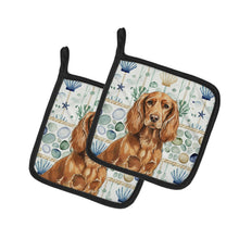 Load image into Gallery viewer, Boykin Spaniel Coastal Sea Glass Pair of Pot Holders