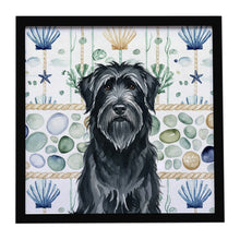 Load image into Gallery viewer, Black Briard Coastal Sea Glass Framed Metal Print