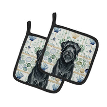 Load image into Gallery viewer, Black Briard Coastal Sea Glass Pair of Pot Holders