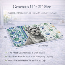 Load image into Gallery viewer, Gray Briard Coastal Sea Glass Dish Drying Mat