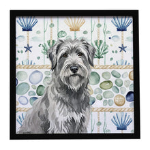 Load image into Gallery viewer, Gray Briard Coastal Sea Glass Framed Metal Print