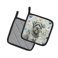Load image into Gallery viewer, Gray Briard Coastal Sea Glass Pair of Pot Holders