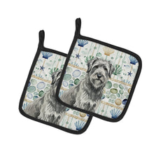 Load image into Gallery viewer, Gray Briard Coastal Sea Glass Pair of Pot Holders