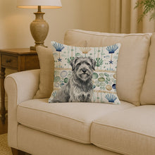 Load image into Gallery viewer, Gray Briard Coastal Sea Glass Throw Pillow