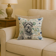 Load image into Gallery viewer, Gray Briard Coastal Sea Glass Throw Pillow