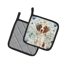 Load image into Gallery viewer, Liver and White Brittany Coastal Sea Glass Pair of Pot Holders